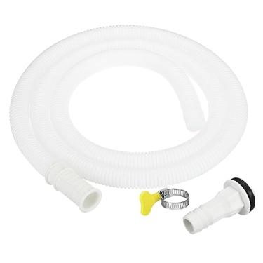 Imagem de PATIKIL Kit de drenagem de ar condicionado de 1,5 m, mangueira de drenagem CA universal com conector de braçadeira 5 para torneira de unidade CA de janela mini-dividida, branca