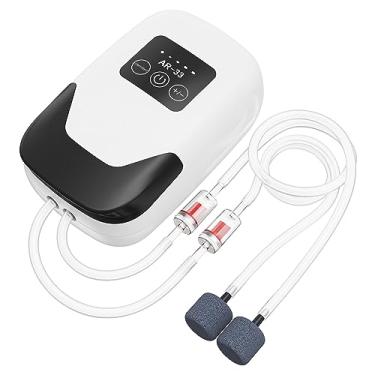 Imagem de MoonOrange Bomba de ar de aquário, bomba de oxigênio portátil recarregável com saídas únicas/duplas, aerador silencioso para aquário de até 30/70 galões, pesca ao ar livre, transporte de peixes e
