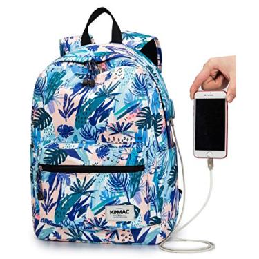 Imagem de Mochila de Latop Kinmac resistente à água com porta de carregamento USB e alça de bagagem para laptop de até 15,6 polegadas, Laptop, Sea Grass, Large Size For 13 inch-14 inch-15.6 inch Laptop