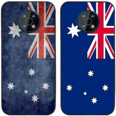 Imagem de 2 peças retrô bandeira da Austrália impressa TPU gel silicone capa de telefone traseira para Nokia (Nokia G50)