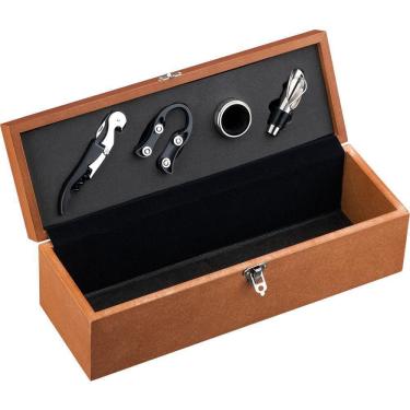 Imagem de Caixa Boccati Madeira Marrom 1 Garrafa De Vinho E Acessórios