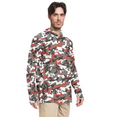 Imagem de Moletom masculino com capuz e manga comprida camuflado FPS 50 + camisetas masculinas Rash Guard UV, Grafite colorido, XX-Large