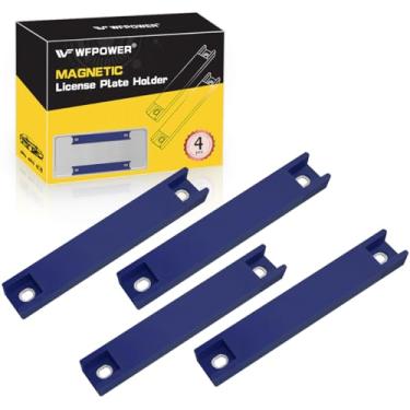 Imagem de WFPOWER Pacote com 4 suportes magnéticos para placa de veículo, etiquetas de demonstração de revendedor, unidades de teste magnéticas fortes, revestidas de borracha, suporte de barra para placa de matrícula, etiqueta de temperatura segura, sem solução de perfuração para carro e caminhão