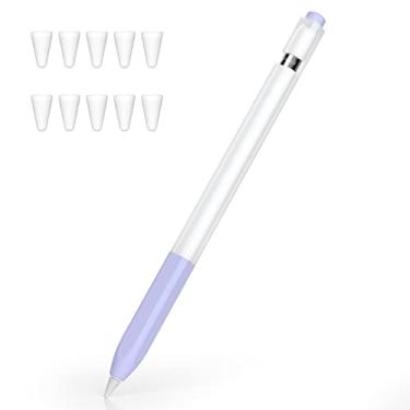 Imagem de Joosko Compatível com Apple Pencil 1ª geração, capa de silicone antiderrapante, [com 10 capas de ponta de silicone] para Apple Pencil 1ª geração (lavanda)