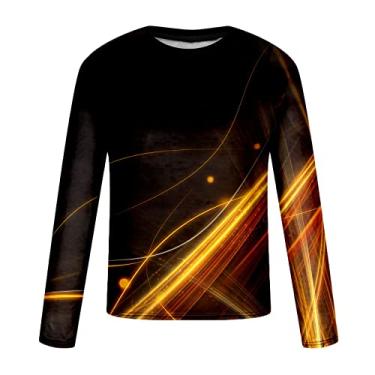 Imagem de Camisetas masculinas outono verão manga curta gola redonda impressão digital 3D camiseta masculina 2024, X-378 Amarelo Mostarda, XG