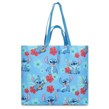 Imagem de Disney Bolsa Lilo and Stitch - Meninas, meninos, adolescentes, adultos - Bolsa de mão única de nylon com estampa total, Azul, One Size