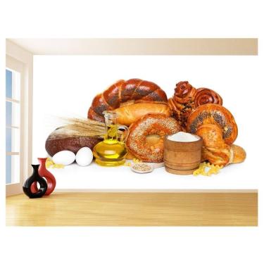 Imagem de Papel De Parede 3D Alimentos Pão Pães Padaria 3,5M Al244