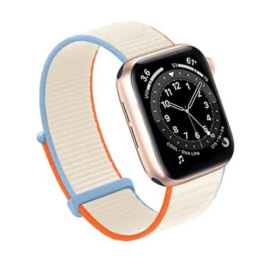 Imagem de Bifeiyo Pulseira esportiva de nylon para Apple Watch séries 10, 9, 8, 7, 6, 5, 4, 3, 2 e 1 e SE Ultra(44/45/46/49/S3-42 mm, creme)
