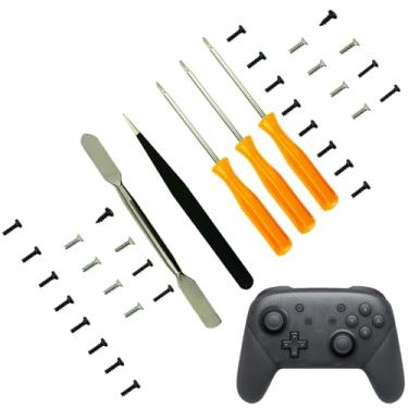 Imagem de CTHTBZ 32PCS Repair Full Housing Board Screws Set Replacement for Nintendo Switch Pro Controller,With Screwdriver Kit,Tweezer Opening Tools