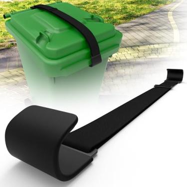 Imagem de Gadgetzan 1 pacote com trava de tampa de lata de lixo dupla de metal para animais, alças de trava de lata de lixo para ambientes externos para guaxinins, trava de lixeira de corda elástica para à