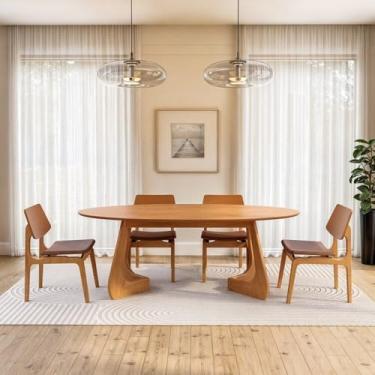 Imagem de Kit Mesa de Jantar Oval Paineira 210cm e 4 Cadeiras Jandaia Cabecasa Madeiramadeira Amendoa