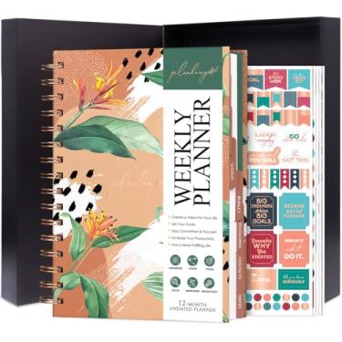 Imagem de PLANBERRY Agenda semanal – Planejador luxuoso de objetivos de vida sem datas e planejador de orçamento para definir e atingir objetivos, produtividade diária, gratidão e gerenciamento de tempo – Capa dura A5 (terracota africana)