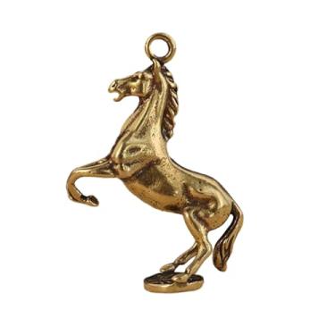 Imagem de ESTINTENG Pingente de chaveiro de pônei de latão, pingente criativo retrô vintage antigo pequeno bronze ornamento-moeda cavalo