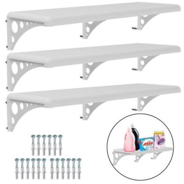 Imagem de Prateleira Pvc Multiuso Com Suporte Branca 60X20Cm Kit 03 Un - Astra