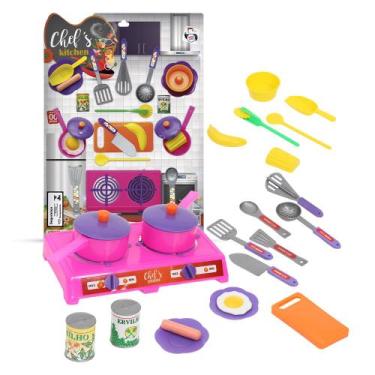 Imagem de Kit Cozinha Criança 24 Acessórios Comidinha Faz de Conta - Pica Pau