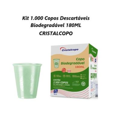Imagem de Kit 1.000 Copo Descartável Biodegradável 180ML - CRISTALCOPO