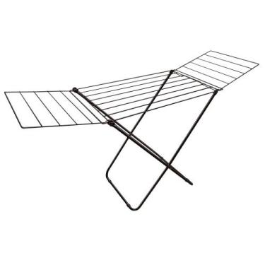 Imagem de Varal De Chão Com Abas Aço Dobrável Napoles Preto 1 Un - Secalux