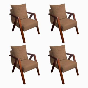 Imagem de Kit 4 Poltronas Monalisa para Recepção Mona Pés de Madeira Maciça Linh