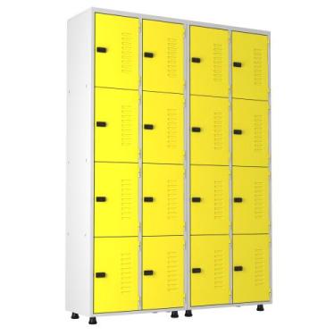 Imagem de Armário Roupeiro Aço 16 Portas Academia Guarda Volume Trinco Amarelo -