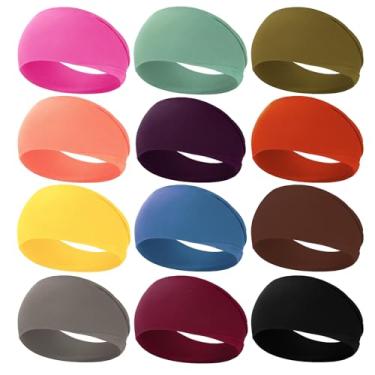 Imagem de RITOPER Bandanas largas de treino femininas – antiderrapantes, super macias, faixas para exercícios de corrida, suor elástico e envoltório de cabelo