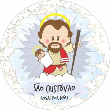 Imagem de Painel de Lona Redondo Santinhos Católicos São Cristóvão - Fabrika de 