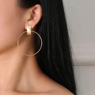 Imagem de Brinco Argola Maxi Festa Prateado Dourado Femininos Argola - ANJO DA M