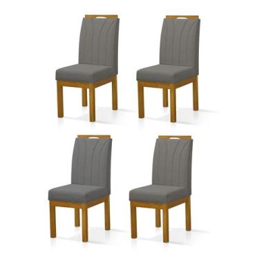 Imagem de Kit 4 Cadeira Portinari RedeNobre, Cinza Escuro