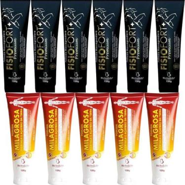 Imagem de Kit 6 Pomada Massageadora Fisiofort Premium 150g + 5 Pomada Massageado