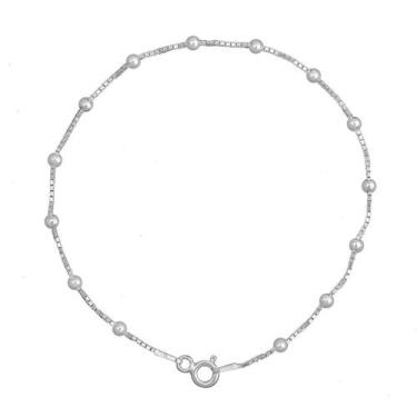 Imagem de Pulseira Feminina Veneziana Bolinha 18cm De Prata Maciça 925 - DR Joia