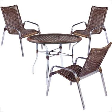 Imagem de Conjunto 3 Cadeiras e Mesa Alta Alumínio Para Área Externa Fortaleza F