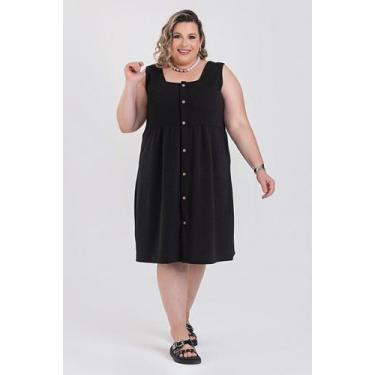 Imagem de Vestido Feminino Plus Size Malha Madri C/ Detalhe de Botões - Serena, 