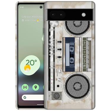 Imagem de GlamCase Capa para Google Pixel 6A 5G, Google Pixel 6A 5G - Gravador de cassete de rádio vintage impresso fino e elegante bonito plástico rígido designer capa traseira para celular Pixel 6A 5G branca