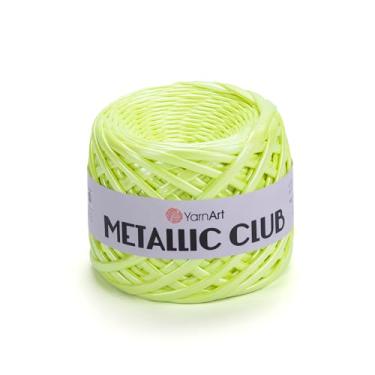 Imagem de YarnArt Metallic Club Yarn Fio de camiseta super volumoso 100% fio de poliéster 6,35 oz / 180 g, 60 anos / 55 metros, cores brilhantes, fio de bolsa, tapete, fio chique noite bah, fio de saco de