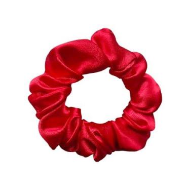 Imagem de Kit 10 Scrunchies de Cetim Vermelho Natalina - IsaToucas