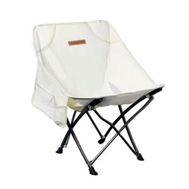 Imagem de Cadeira Dobrável de Camping Pesca Premium Bege com Bolso - Tomate
