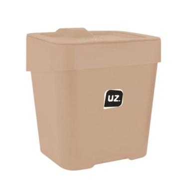 Imagem de Lixeira Pia 2,5L Banheiro Cozinha Slim Compacta C/Tampa - Uz, Capuccin