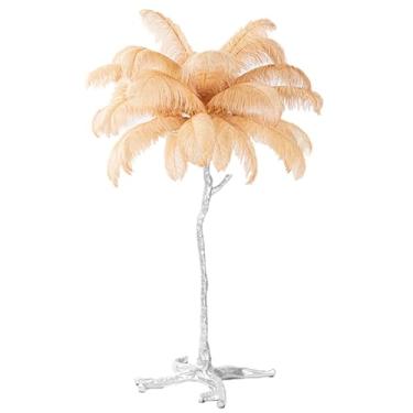 Imagem de Luminária de chão prateada, lâmpada de LED simples e moderna luminária de penas de resina prateada com abajur, luminária de chão de LED regulável para quarto de princesa, casa, escritório, corredor