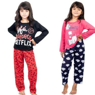 Imagem de Kit 2 Pijamas Longos Infantil Meninas Inverno Estampado - Nannamia, Va
