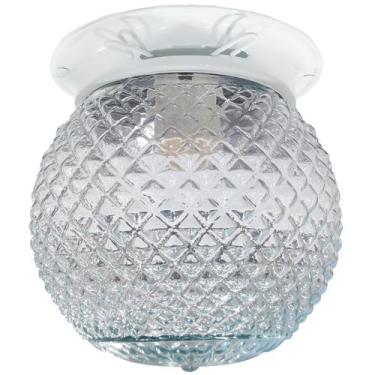 Imagem de Plafon Colonial Aluminio Branco Globo Bico de Jaca Transpar - CM GLASS