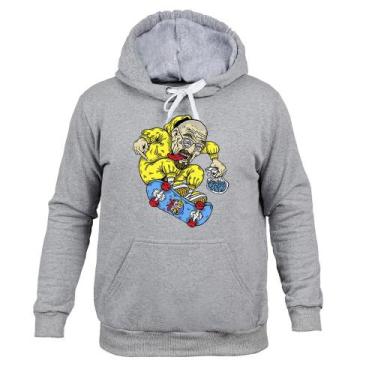 Imagem de Moletom 100% Algodão Flanelado Skatista Irado - Surprass, Cinza, M