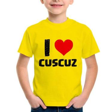 Imagem de Camiseta Infantil I love cuscuz - Foca na Moda, Amarelo, 2