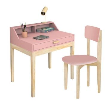 Imagem de Kit Mesinha de estudo com cadeirinha Infantil Rosa - LCN Moveis