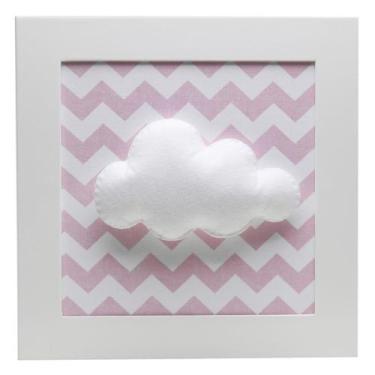 Imagem de Quadro Decorativo Nuvem Chevron Rosa Quarto Bebê Infantil Menina - Pot