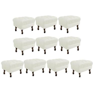 Imagem de Kit 10 Puff Retrô Capitonê Decorativo  Pé em Madeira Sala de Estar Rec