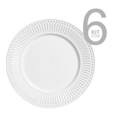 Imagem de Jogo 6 Pratos Rasos Roma em Cerâmica Branco Porto Brasil, Branco, 6 Pe
