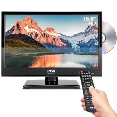 Imagem de PYLE Televisão LED RV de 15,6 polegadas 1080p - monitor de tela plana FHD TV com HDMI, RCA, combo de disco multimídia, adaptador de carro 12V/24V, alto-falante estéreo de alcance completo, suporte de