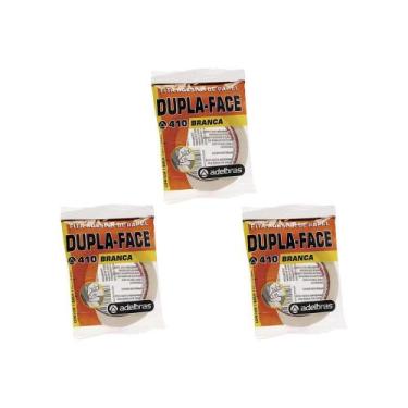 Imagem de Kit C/3 - Fita Branca Papel Dupla-Face Adelbras 12Mmx30Mt