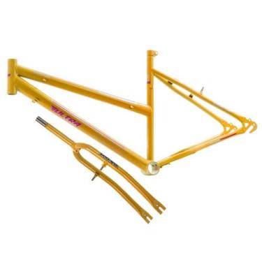 Imagem de Quadro Aro 26 Ultra Bikes em Aço Carbono com Garfo Feminino, Amarelo, 