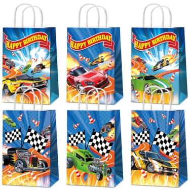 Imagem de 24PCS Hot Car Happy Birthday Party Favor Bags Race Car Party Supplies Wheels Car Party Gift Goodie Bags Hot Car Happy Birthday Game Party Treat Bags for Baby Shower Hot Car Wild Racer Party Favors