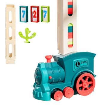 Imagem de Conjunto de brinquedos de trem infantil, brinquedo de trem automático,Brinquedo de trem de blocos de colocação automática - Modelo de carro de trem de luz e som de simulação para lembrança de aniversá